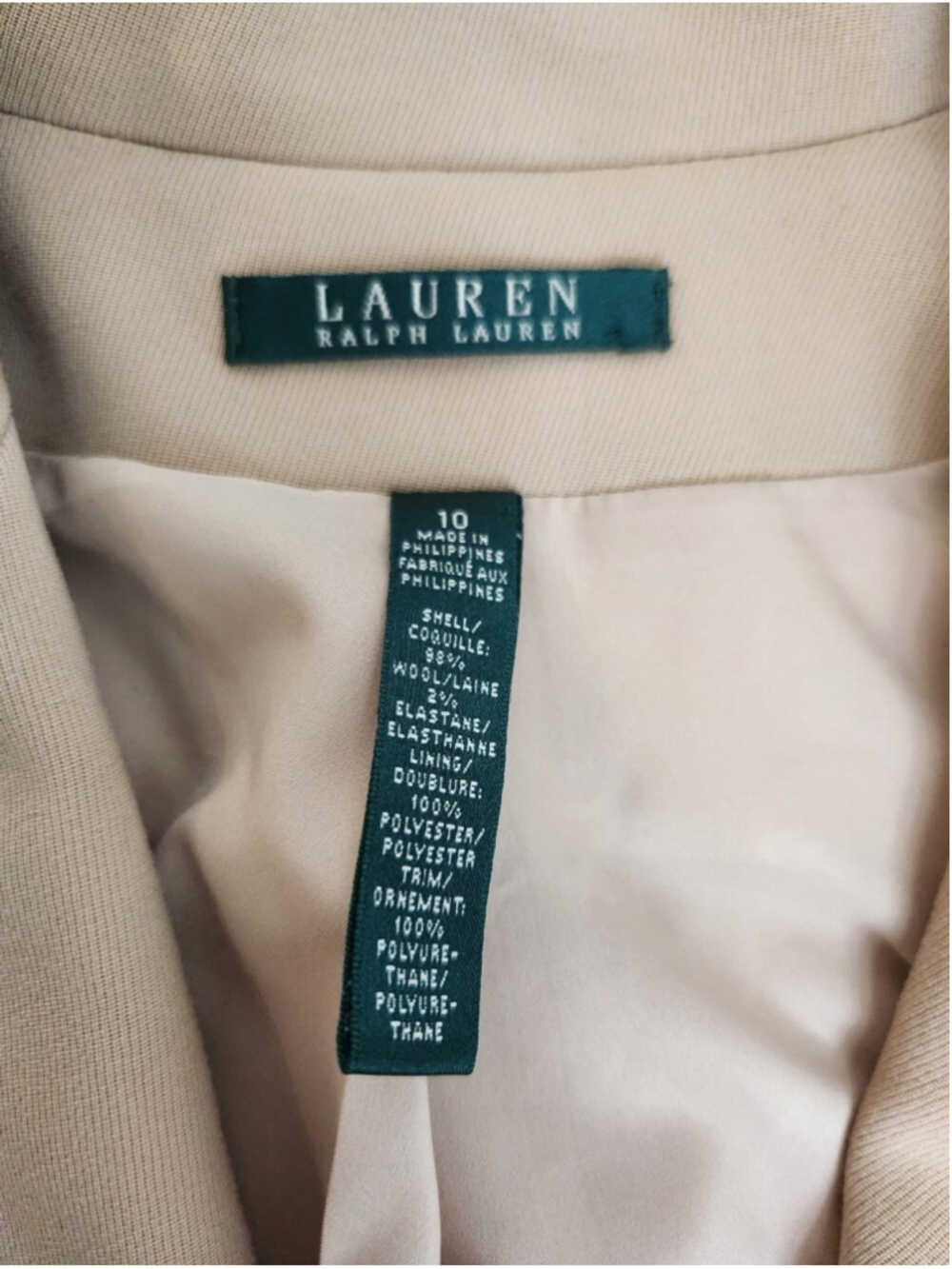 Ralph Lauren Beige Wool Blazer Suit Jacket Size 10 Preppy Heritage Professional - Picture 7 of 13